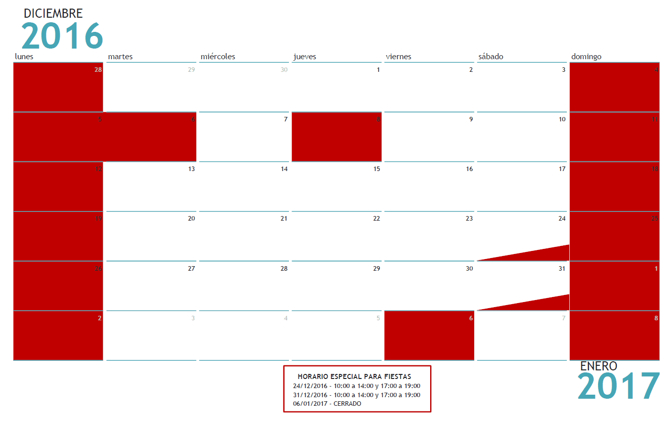 Calendario Fiestas 2016